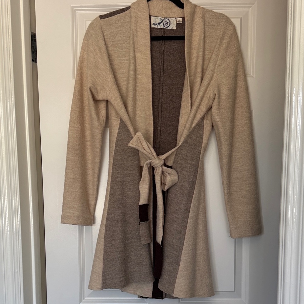 Anthropologie 100% wool Beige and Brown Cardigan